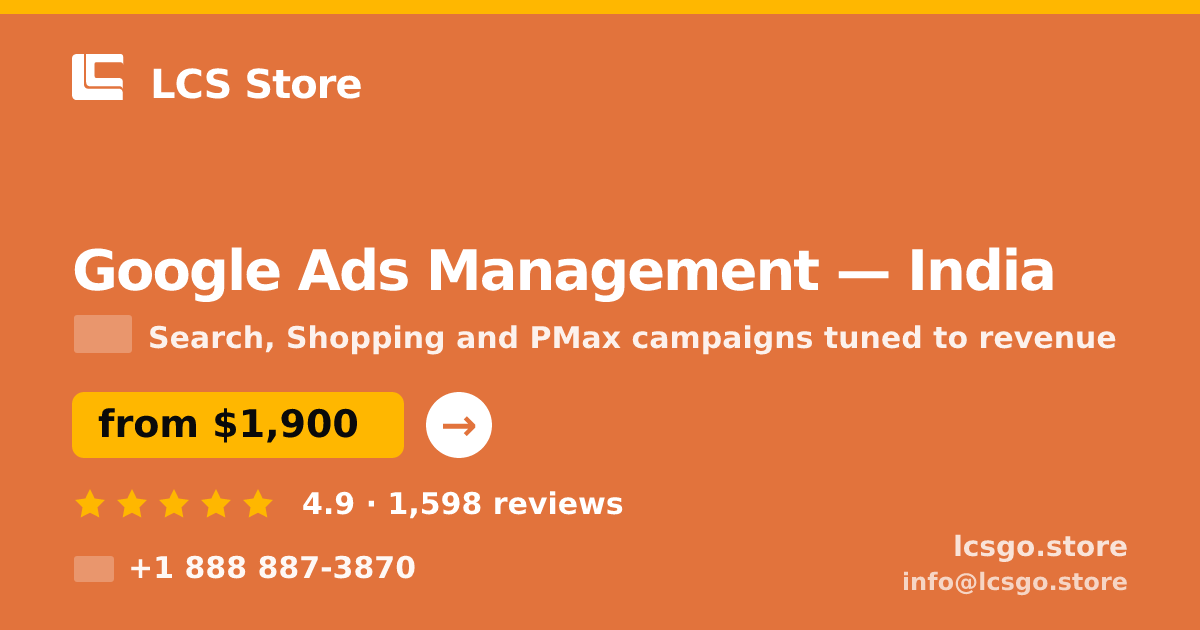 Google Ads Management in Chennai — from $950/mo, rated 4.8/5 by 2688 clients. LCS Store.