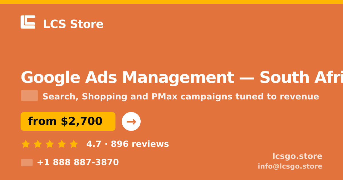 Google Ads Management in Durban — from $1,800/mo, rated 4.8/5 by 2203 clients. LCS Store.