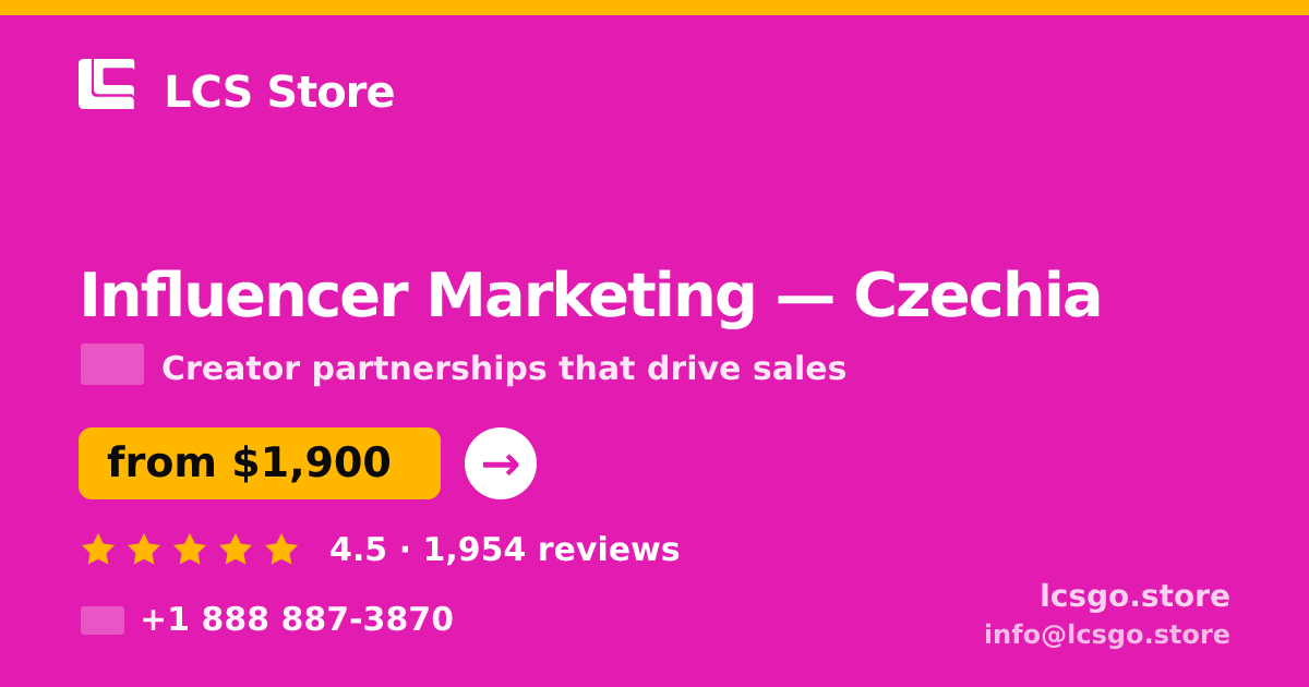 Influencer Marketing in Czechia — from $1,900/mo, rated 4.5/5 by 1954 clients. LCS Store.