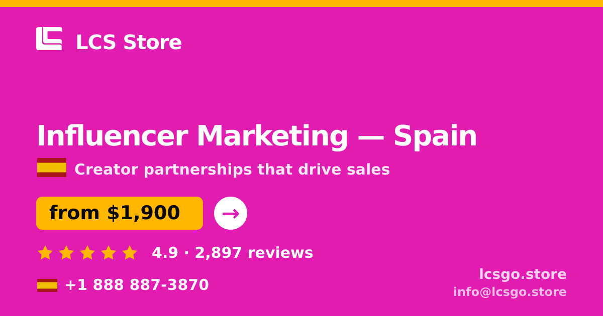 Influencer Marketing in Madrid — from $1,500/mo, rated 4.5/5 by 1806 clients. LCS Store.