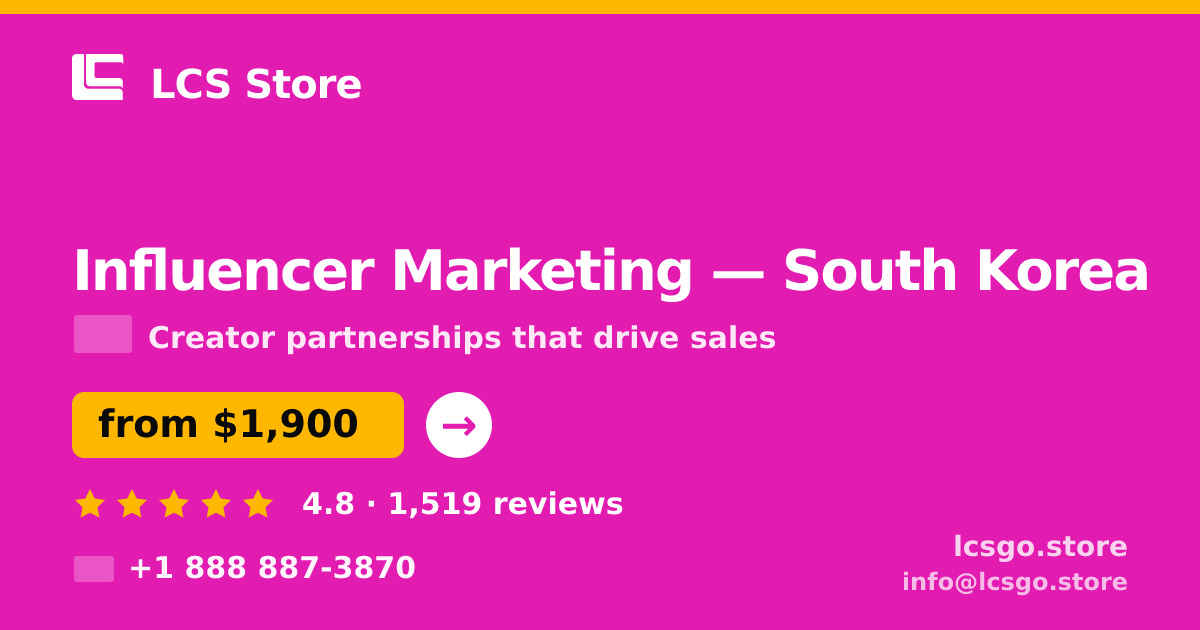 Influencer Marketing in Incheon — from $2,800/mo, rated 4.5/5 by 564 clients. LCS Store.