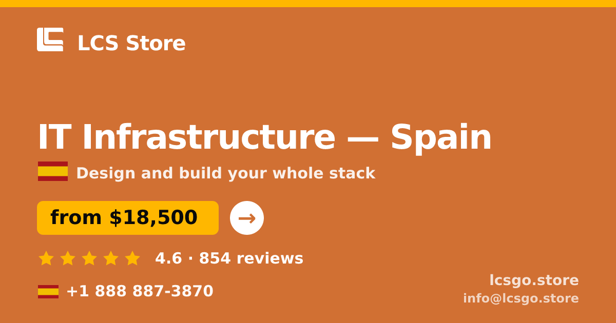 IT Infrastructure in Spain — from $18,500, rated 4.6/5 by 854 clients. LCS Store.