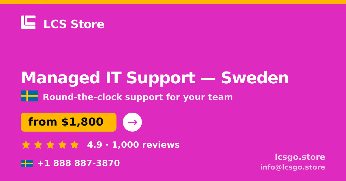 Managed IT Support in Gothenburg — from $1,800/mo, rated 4.5/5 by 1120 clients. LCS Store.
