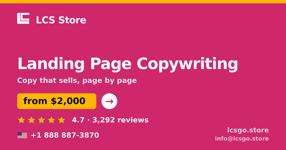 Landing Page Copywriting in the USA — from $2,000, rated 4.7/5 by 3292 clients. LCS Store.
