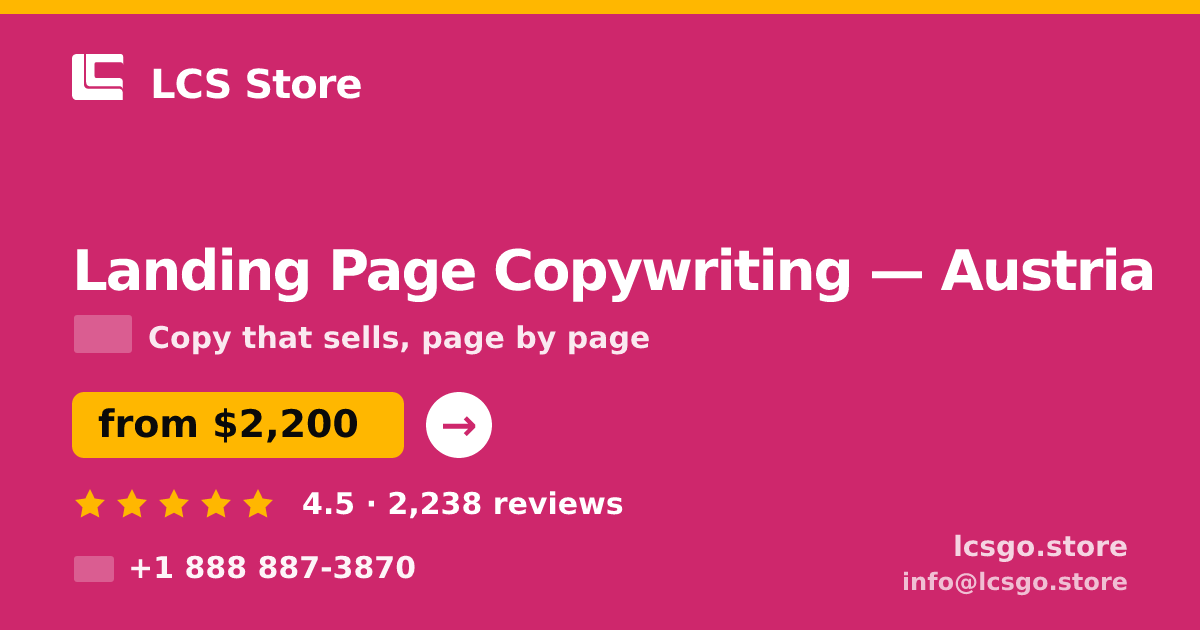 Landing Page Copywriting in Graz — from $2,000, rated 4.5/5 by 3343 clients. LCS Store.