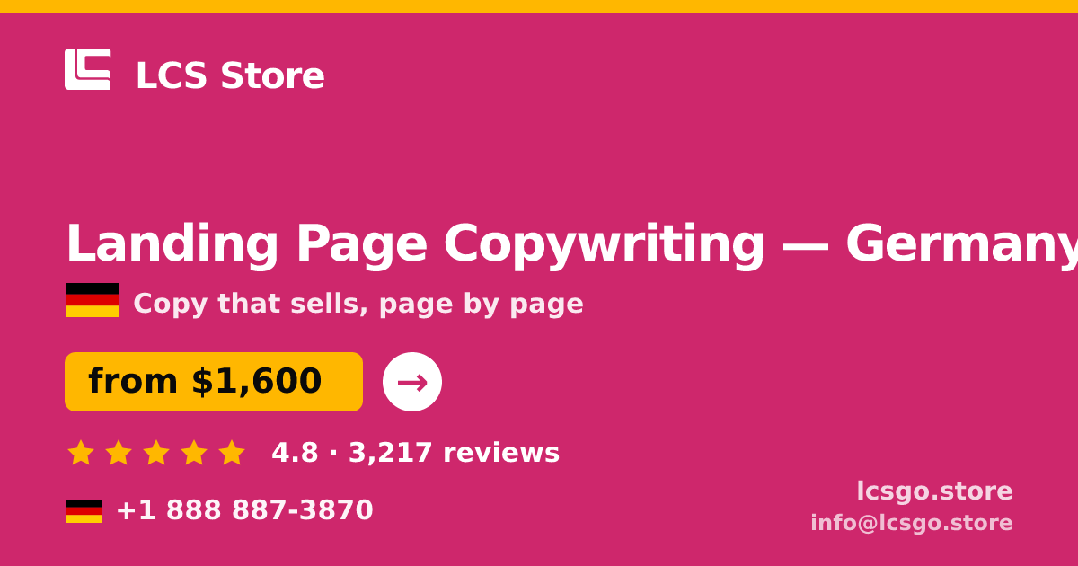 Landing Page Copywriting in Hamburg — from $2,400, rated 4.8/5 by 2468 clients. LCS Store.