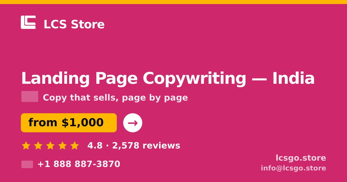 Landing Page Copywriting in Bangalore — from $700, rated 4.8/5 by 2339 clients. LCS Store.