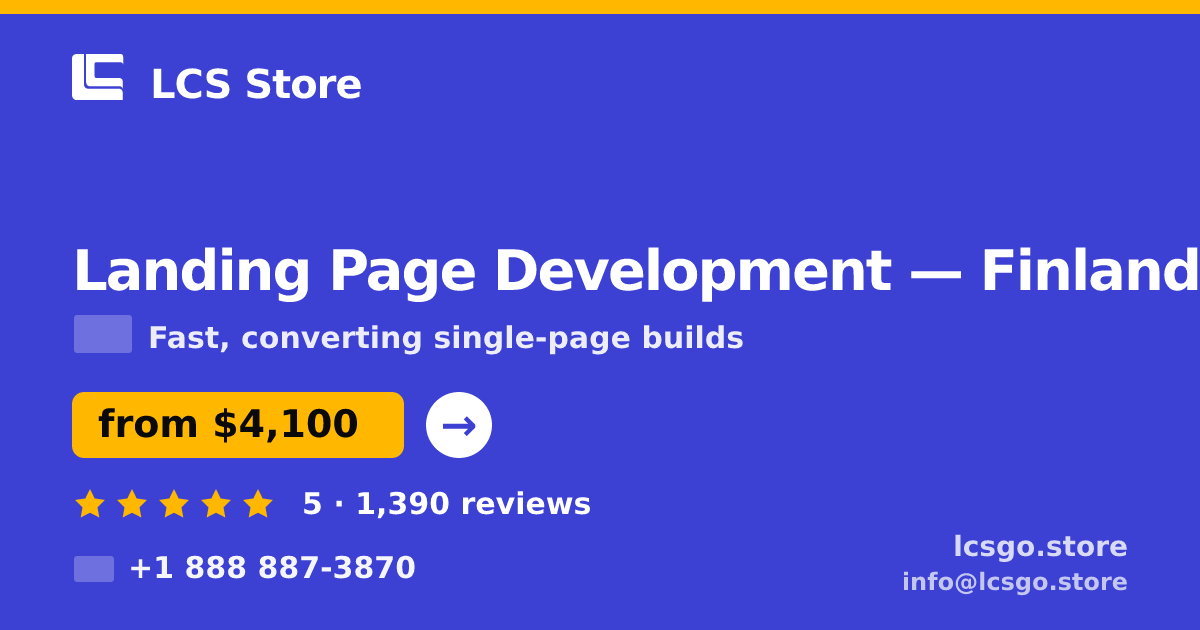 Landing Page Development in Finland — from $4,100, rated 5/5 by 1390 clients. LCS Store.