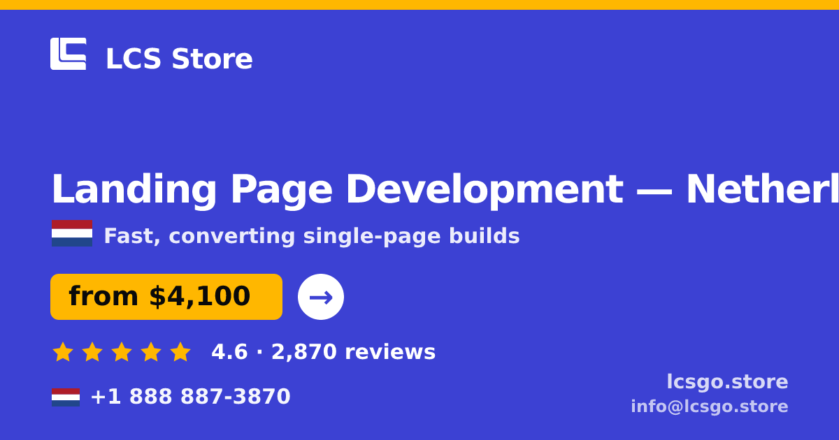 Landing Page Development in Rotterdam — from $3,000, rated 4.9/5 by 2035 clients. LCS Store.
