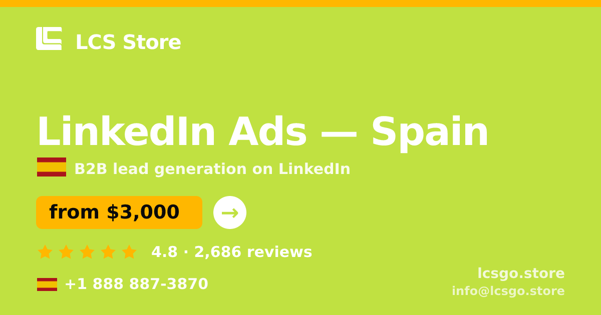 LinkedIn Ads in Madrid — from $2,900/mo, rated 4.5/5 by 464 clients. LCS Store.
