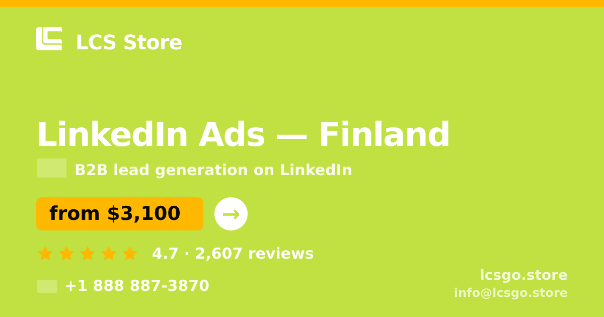 LinkedIn Ads in Finland — from $3,100/mo, rated 4.7/5 by 2607 clients. LCS Store.