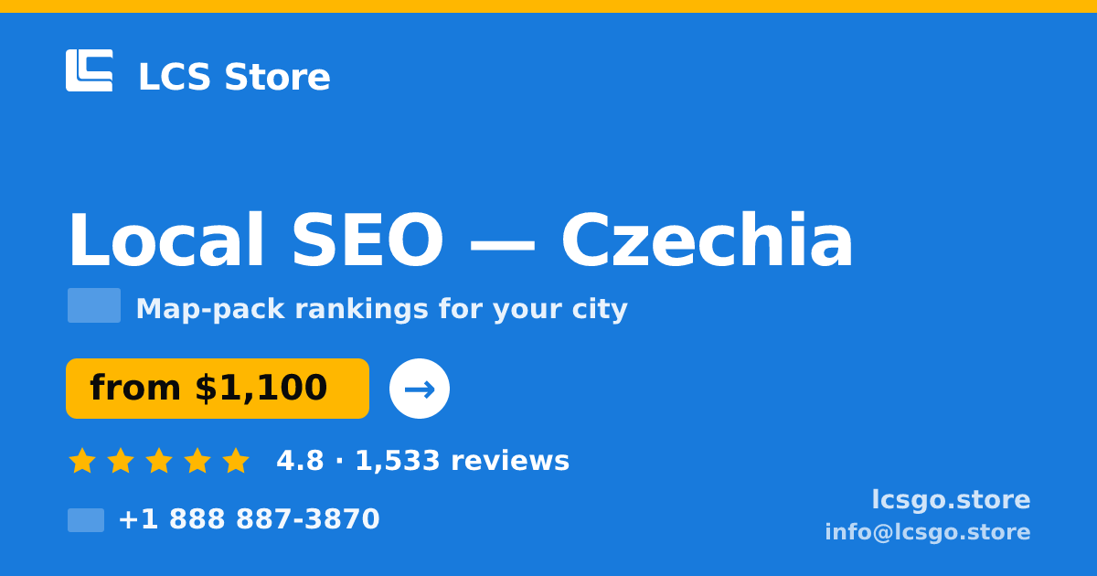 Local SEO in Czechia — from $1,100/mo, rated 4.8/5 by 1533 clients. LCS Store.