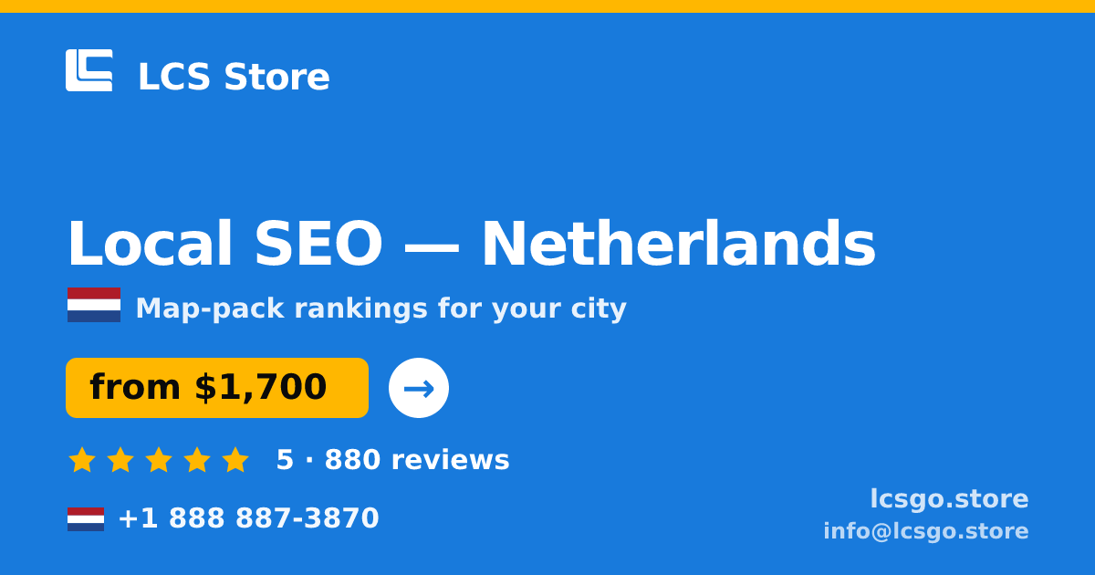 Local SEO in The Hague — from $1,900/mo, rated 4.9/5 by 1793 clients. LCS Store.