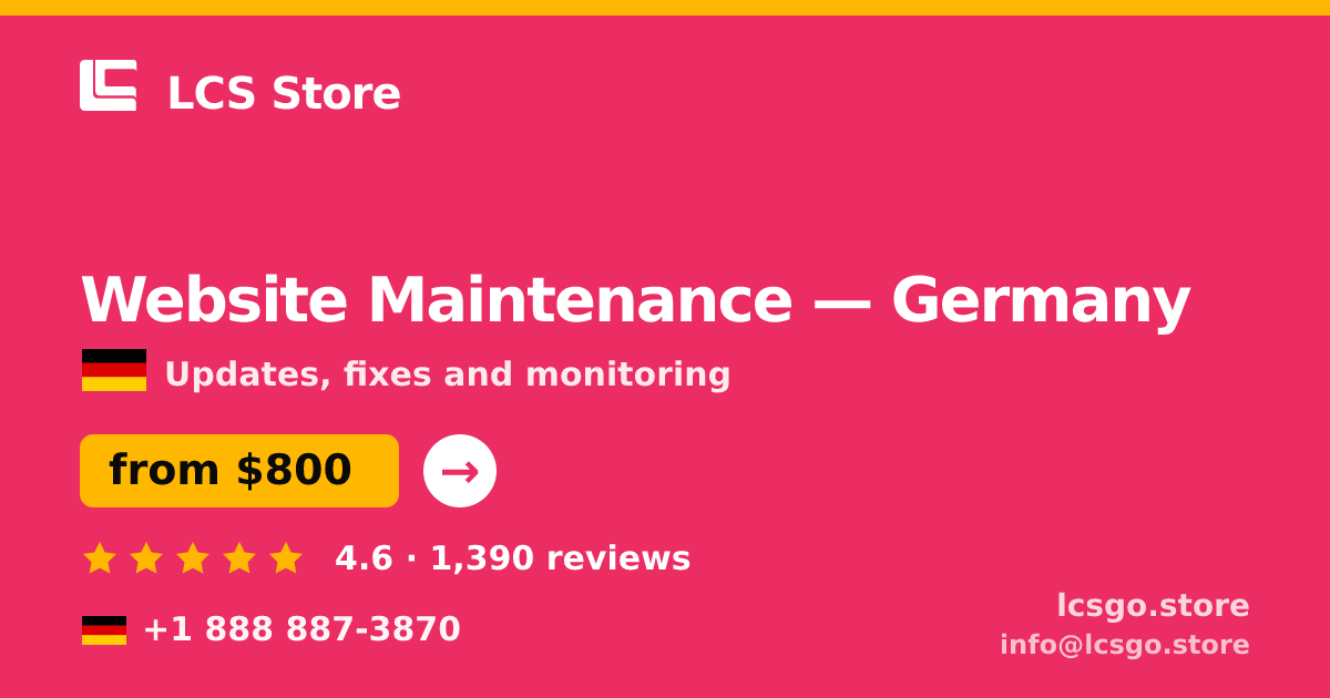 Website Maintenance in Hamburg — from $900/mo, rated 4.9/5 by 1122 clients. LCS Store.