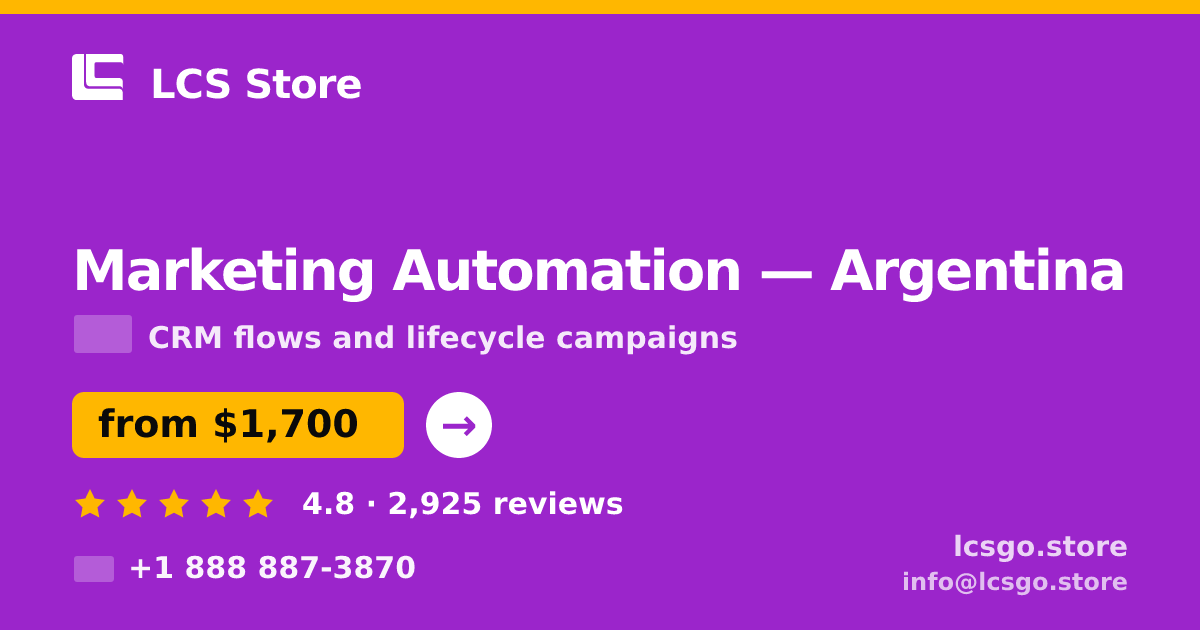 Marketing Automation in Argentina — from $1,700/mo, rated 4.8/5 by 2925 clients. LCS Store.