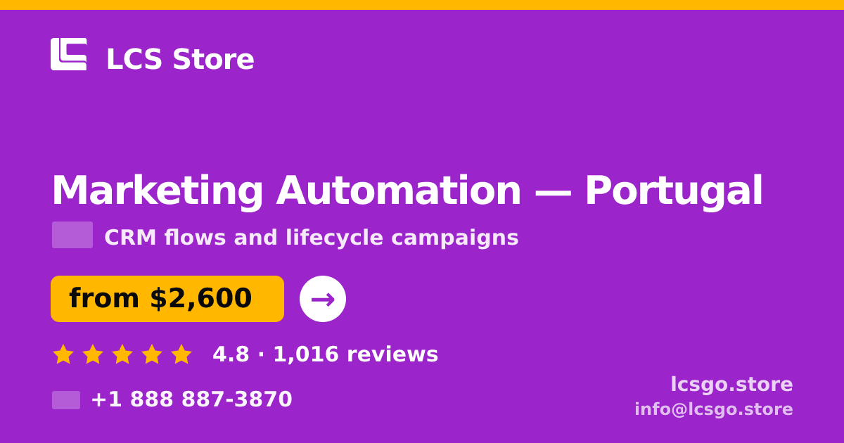Marketing Automation in Porto — from $1,800/mo, rated 4.5/5 by 3196 clients. LCS Store.