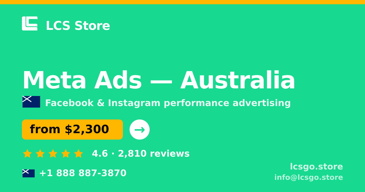 Meta Ads in Sydney — from $3,100/mo, rated 5/5 by 3363 clients. LCS Store.