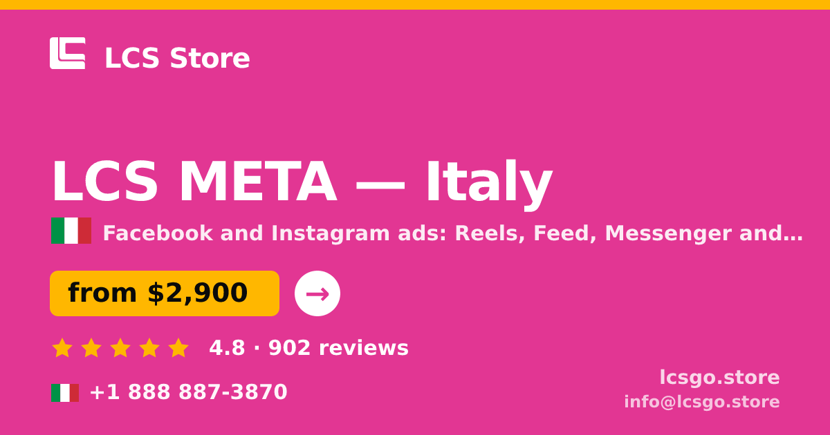 LCS META in Italy — from $2,900/mo, rated 4.8/5 by 902 clients. LCS Store.