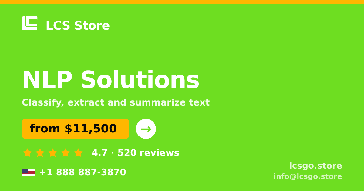 NLP Solutions in the USA — from $11,500, rated 4.7/5 by 520 clients. LCS Store.