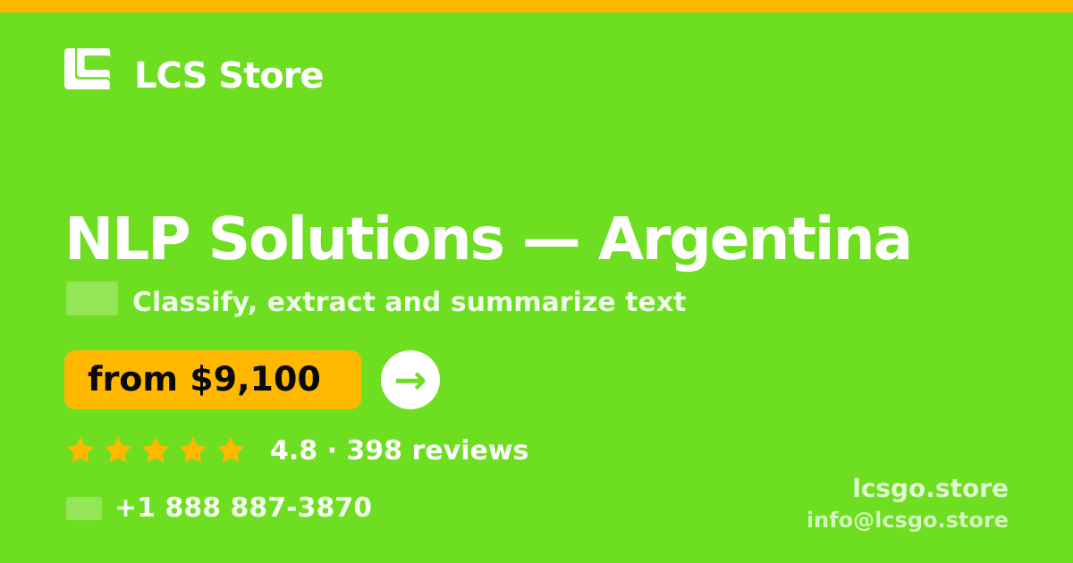 NLP Solutions in Argentina — from $9,100, rated 4.8/5 by 398 clients. LCS Store.