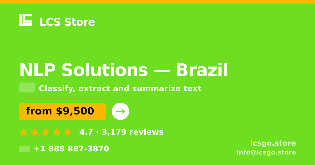 NLP Solutions in Brazil — from $9,500, rated 4.7/5 by 3179 clients. LCS Store.
