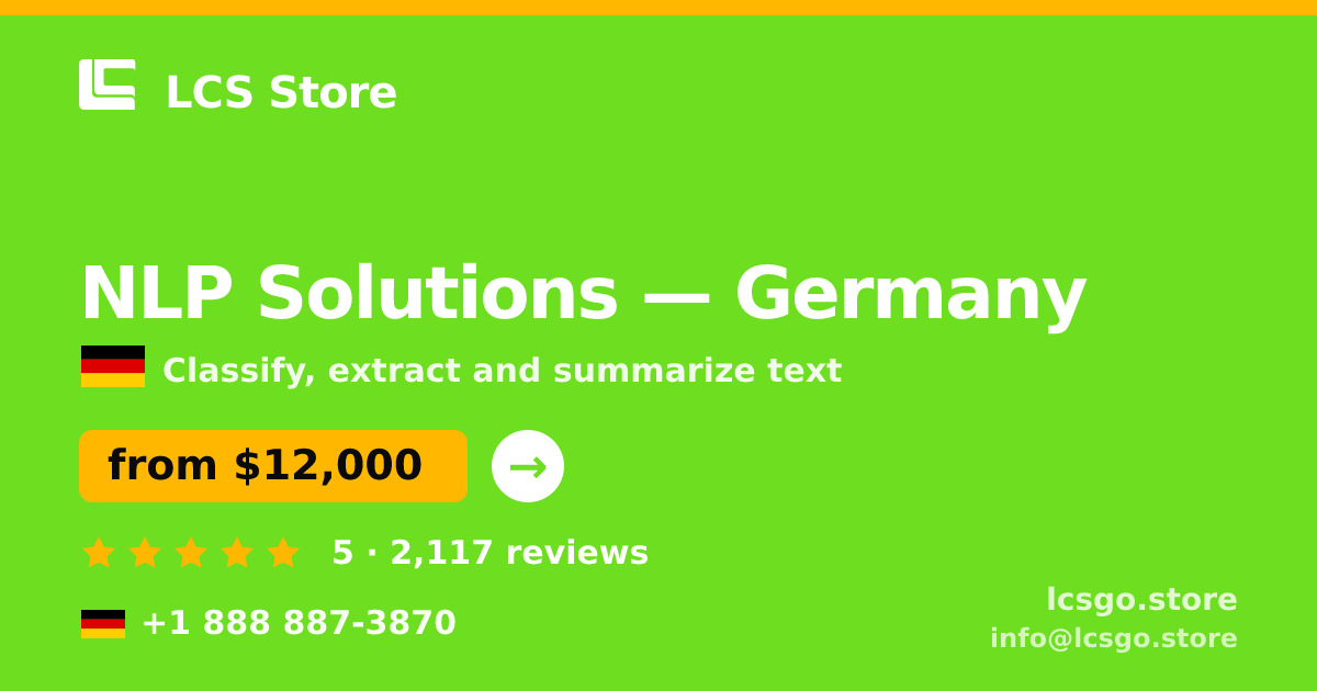 NLP Solutions in Germany — from $12,000, rated 5/5 by 2117 clients. LCS Store.