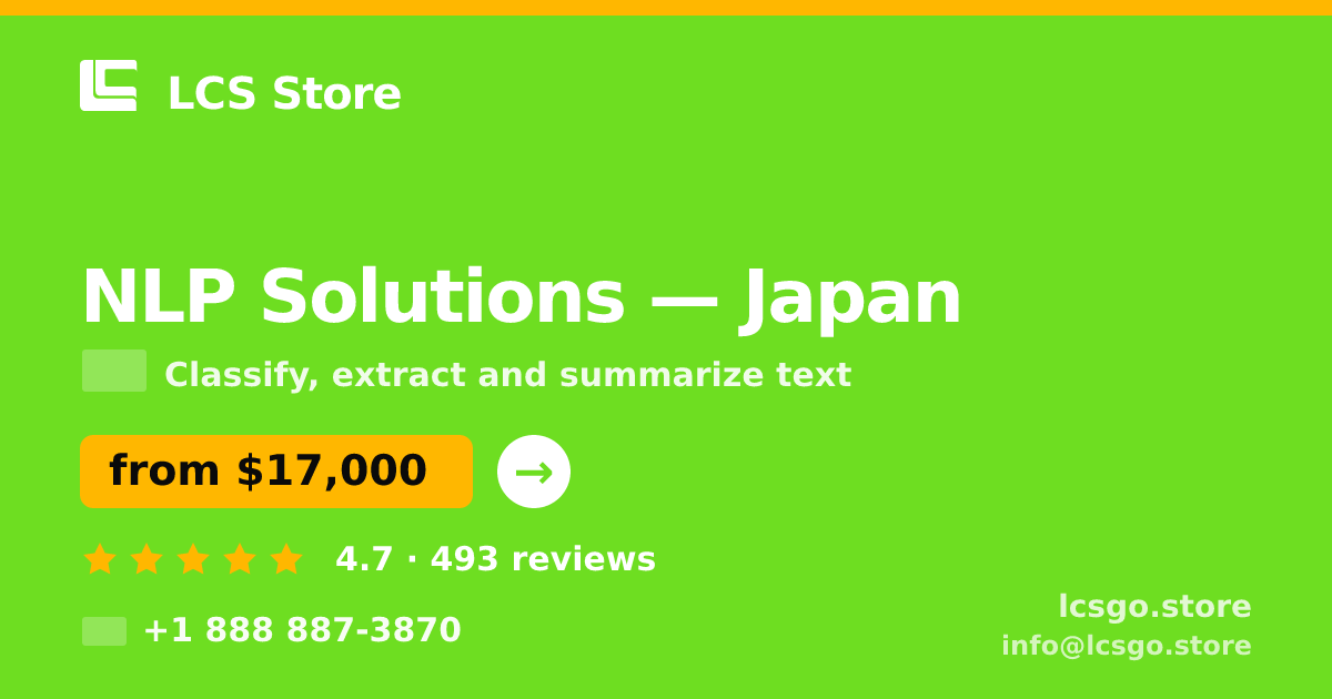 NLP Solutions in Japan — from $17,000, rated 4.7/5 by 493 clients. LCS Store.