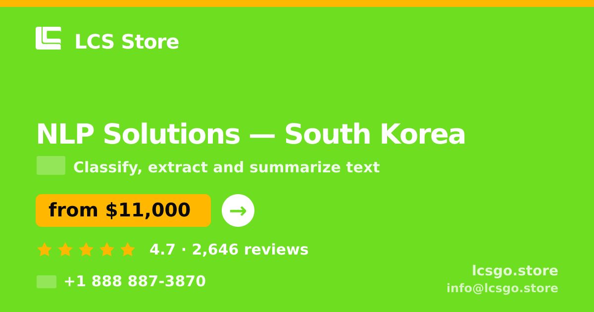 NLP Solutions in Busan — from $12,500, rated 4.9/5 by 3157 clients. LCS Store.