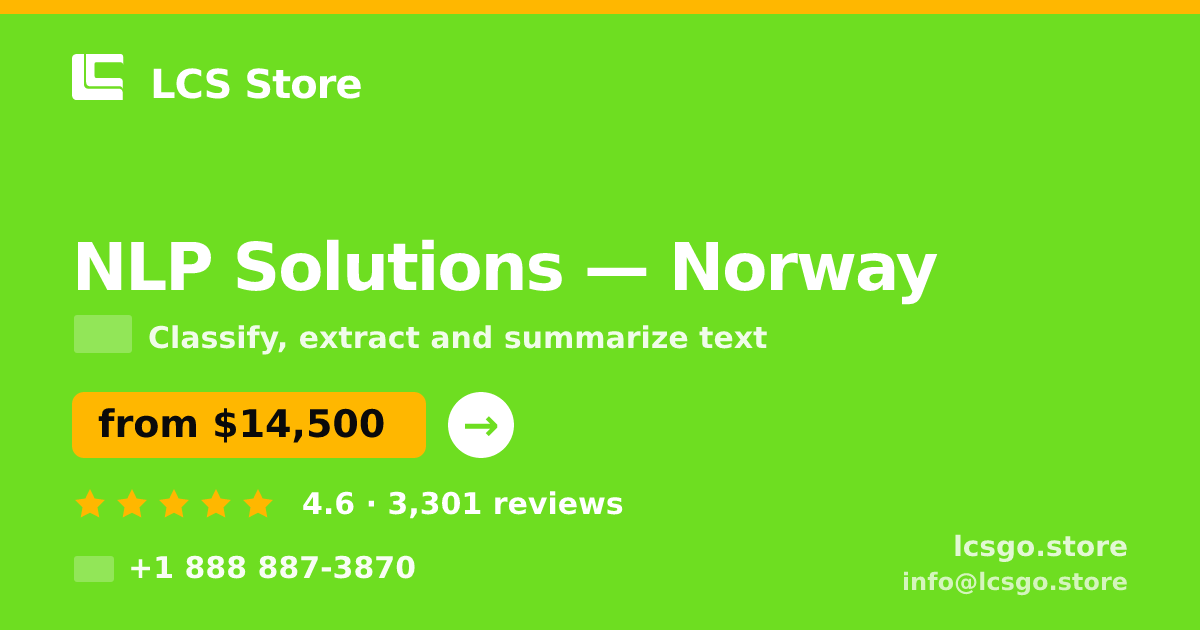 NLP Solutions in Norway — from $14,500, rated 4.6/5 by 3301 clients. LCS Store.