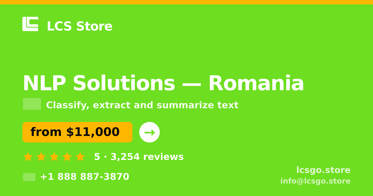 NLP Solutions in Romania — from $11,000, rated 5/5 by 3254 clients. LCS Store.
