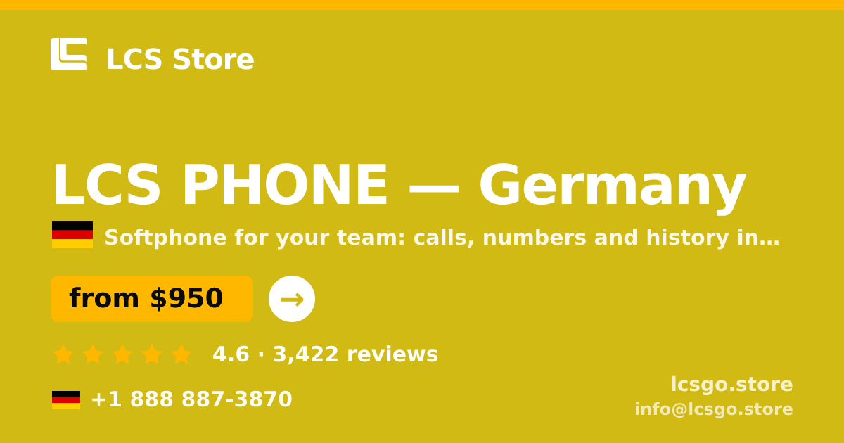 LCS PHONE in Germany — from $950/mo, rated 4.6/5 by 3422 clients. LCS Store.