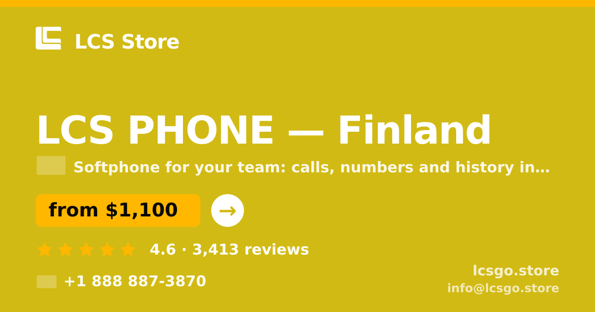 LCS PHONE in Finland — from $1,100/mo, rated 4.6/5 by 3413 clients. LCS Store.