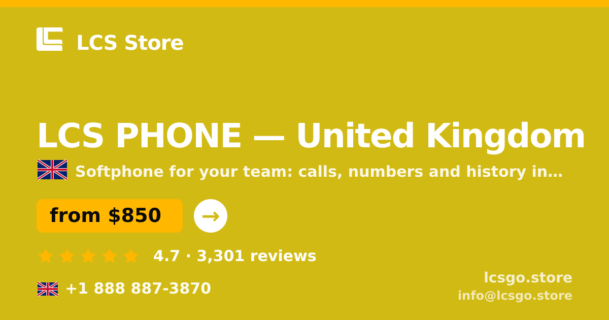 LCS PHONE in United Kingdom — from $850/mo, rated 4.7/5 by 3301 clients. LCS Store.