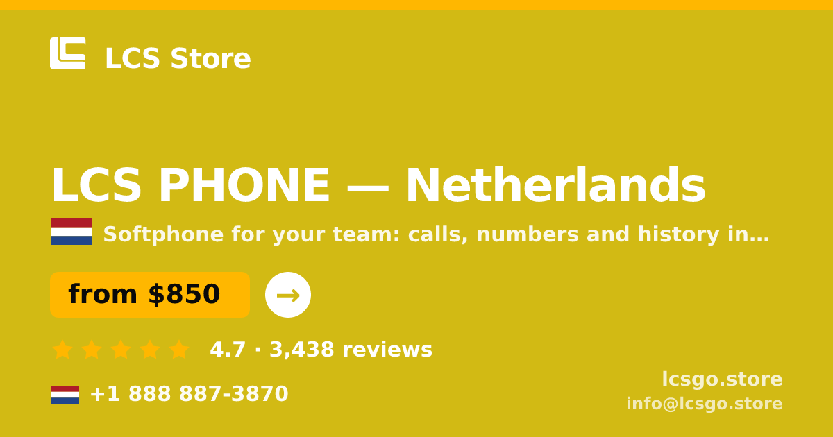 LCS PHONE in Amsterdam — from $1,200/mo, rated 4.9/5 by 3407 clients. LCS Store.