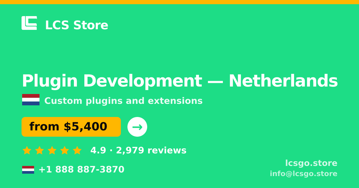 Plugin Development in Amsterdam — from $6,200, rated 4.8/5 by 2099 clients. LCS Store.
