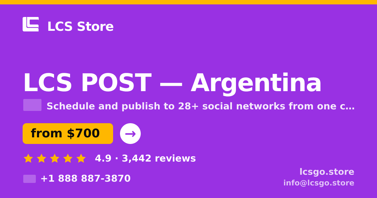 LCS POST in Argentina — from $700/mo, rated 4.9/5 by 3442 clients. LCS Store.