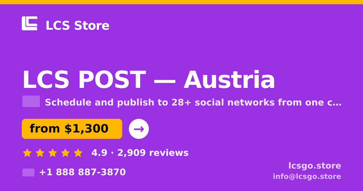 LCS POST in Austria — from $1,300/mo, rated 4.9/5 by 2909 clients. LCS Store.