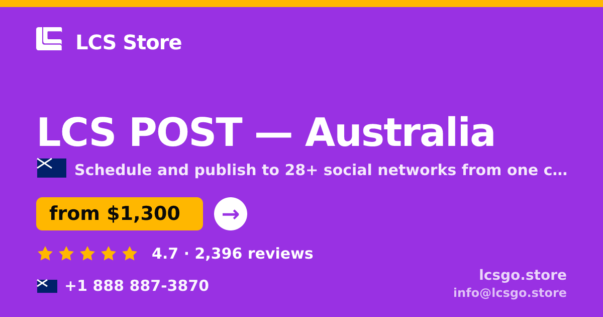 LCS POST in Australia — from $1,300/mo, rated 4.7/5 by 2396 clients. LCS Store.