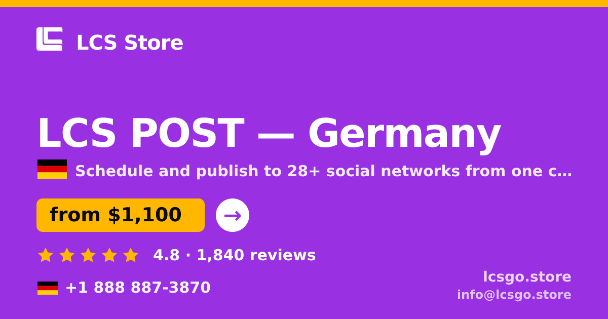 LCS POST in Germany — from $1,100/mo, rated 4.8/5 by 1840 clients. LCS Store.