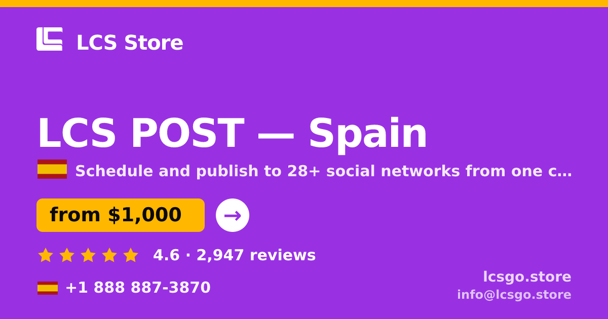LCS POST in Spain — from $1,000/mo, rated 4.6/5 by 2947 clients. LCS Store.