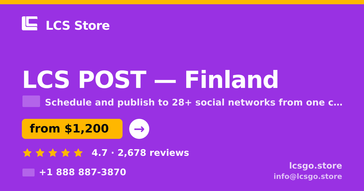 LCS POST in Finland — from $1,200/mo, rated 4.7/5 by 2678 clients. LCS Store.
