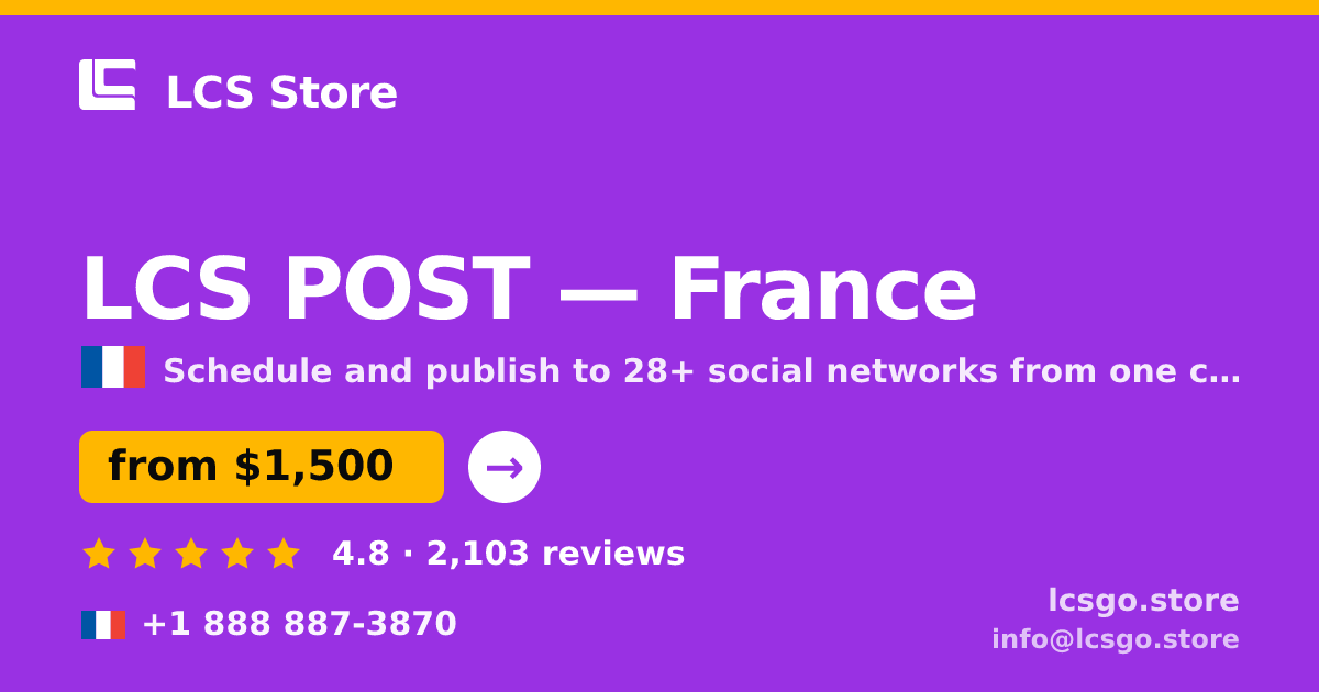 LCS POST in Lyon — from $1,500/mo, rated 5/5 by 1424 clients. LCS Store.