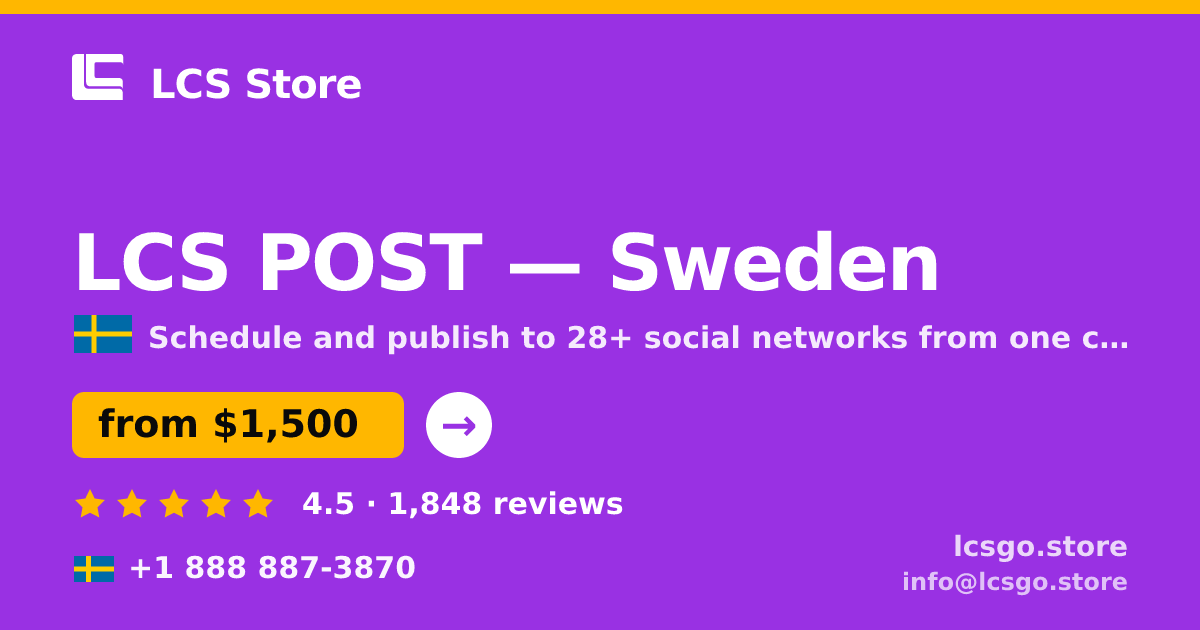 LCS POST in Sweden — from $1,500/mo, rated 4.5/5 by 1848 clients. LCS Store.