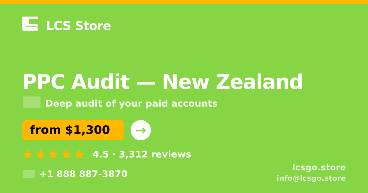 PPC Audit in Wellington — from $1,100, rated 5/5 by 1823 clients. LCS Store.