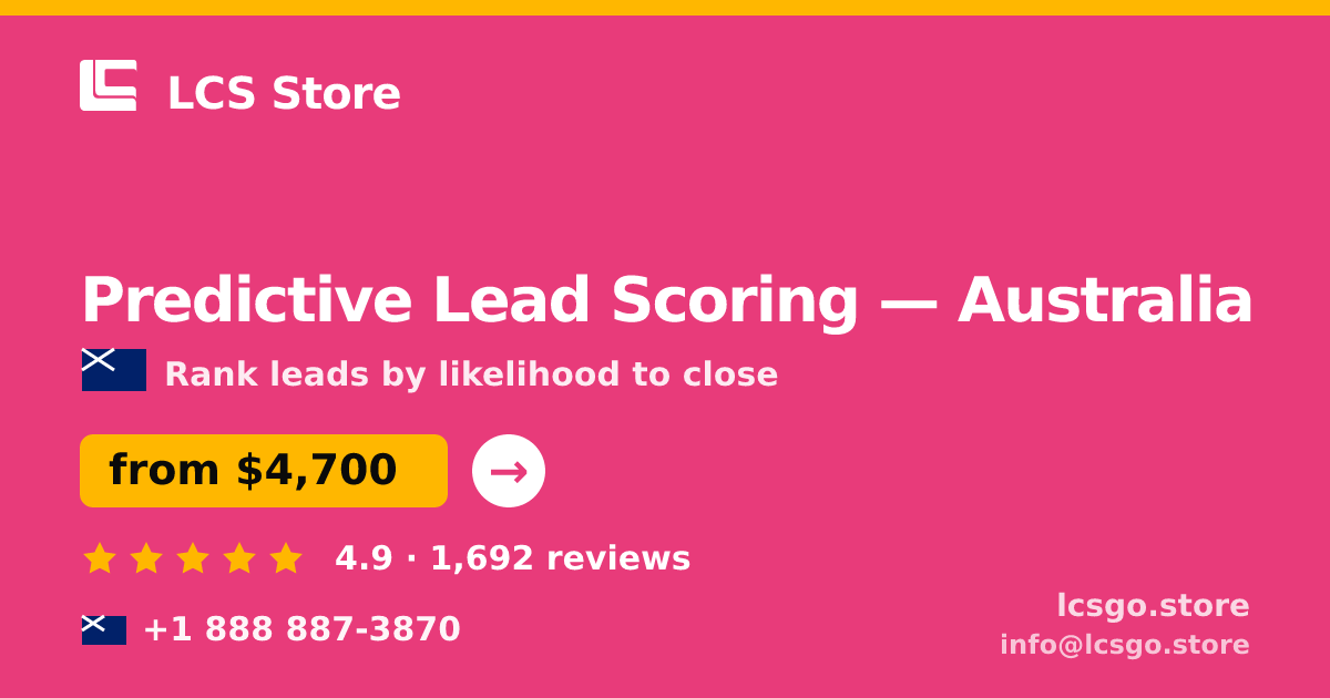 Predictive Lead Scoring in Sydney — from $7,000, rated 4.6/5 by 2165 clients. LCS Store.