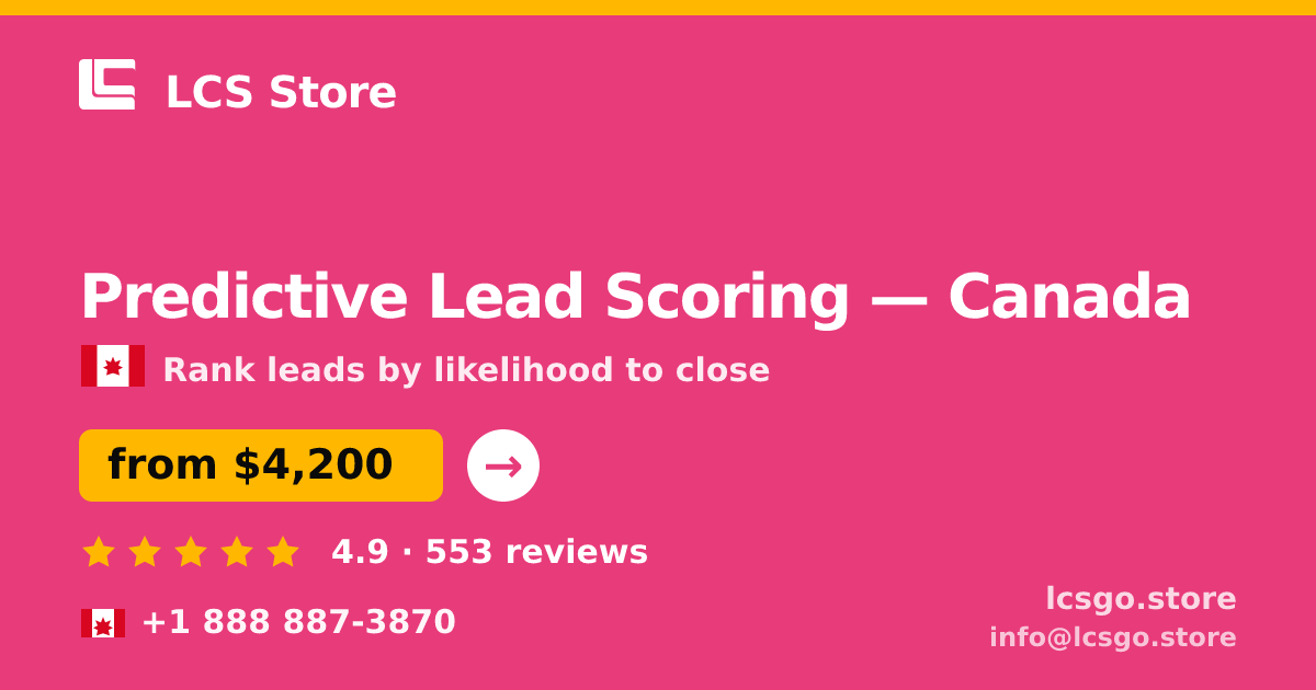 Predictive Lead Scoring in Canada — from $4,200, rated 4.9/5 by 553 clients. LCS Store.