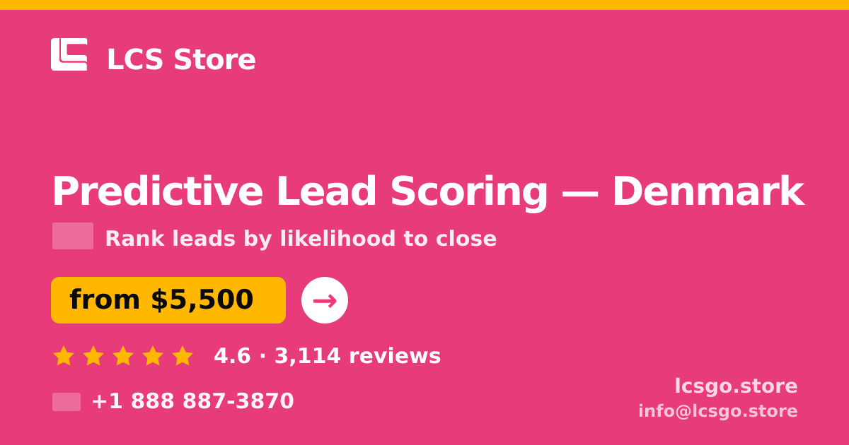 Predictive Lead Scoring in Denmark — from $5,500, rated 4.6/5 by 3114 clients. LCS Store.