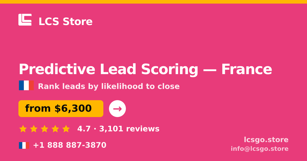 Predictive Lead Scoring in France — from $6,300, rated 4.7/5 by 3101 clients. LCS Store.