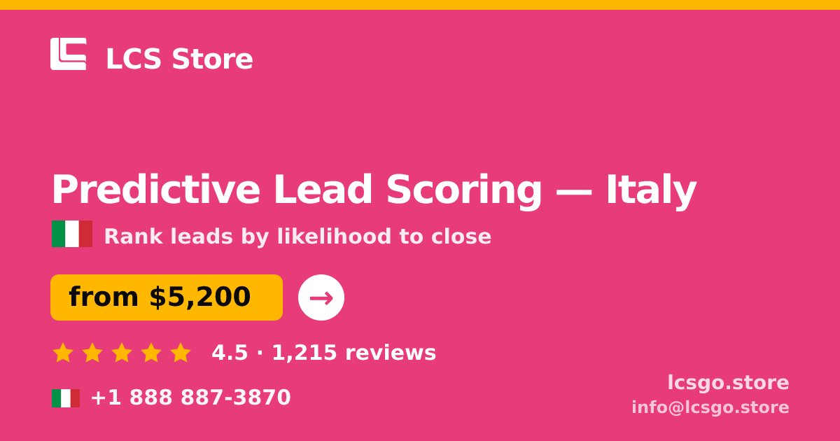Predictive Lead Scoring in Italy — from $5,200, rated 4.5/5 by 1215 clients. LCS Store.