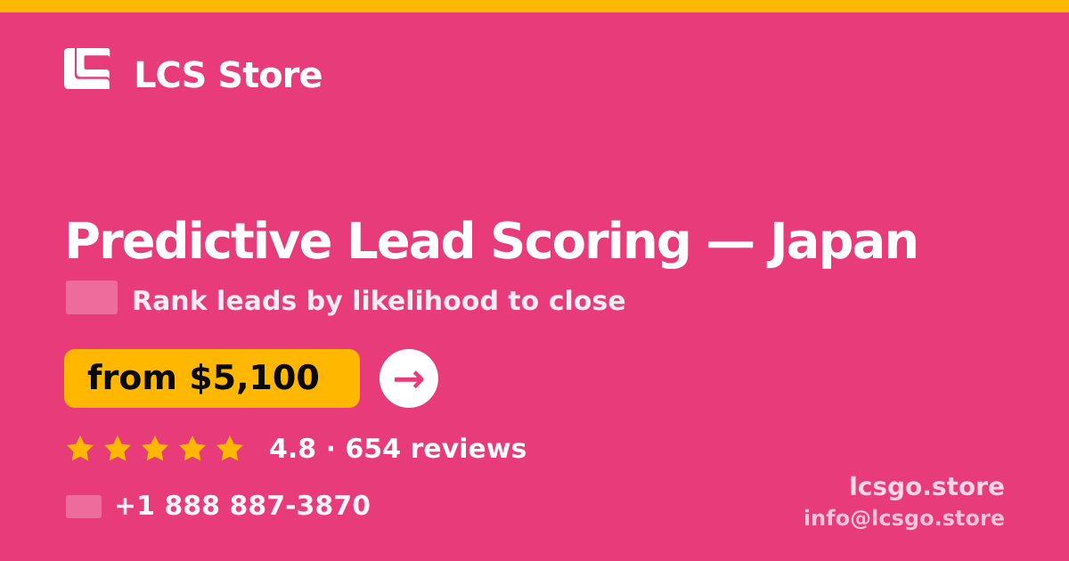 Predictive Lead Scoring in Japan — from $5,100, rated 4.8/5 by 654 clients. LCS Store.